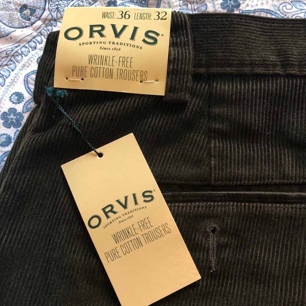NWT Orvis Corduroy Wrinkle Free Pure Cotton Trousers 36x30